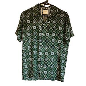 CACTUS MAN by Ricky Singh Shirt Men's Size Small Geometric  Print Button-Up